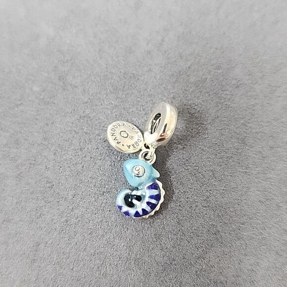 Authentic Pandora ALE Charm Blue Silver You are Magic Chameleon - Picture 2 of 2